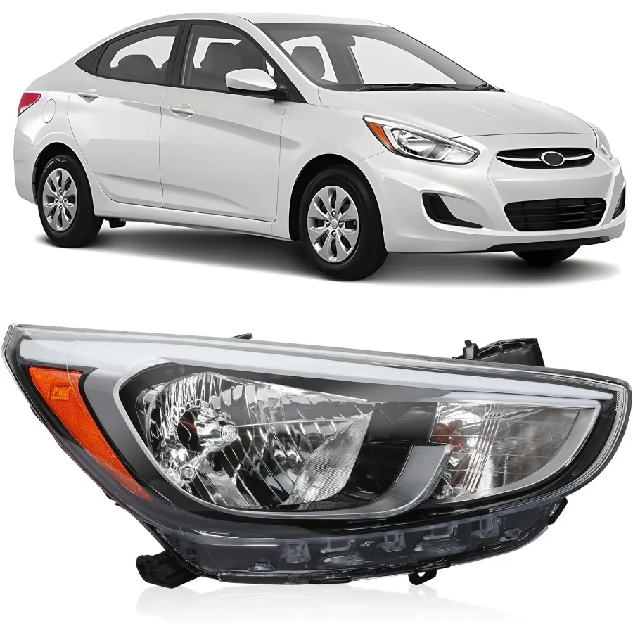 

Фары в сборе, подходят для Hyundai Accent 2015 2016 2017, черная галогенная фара, замена для правой пассажирской стороны, совместимая