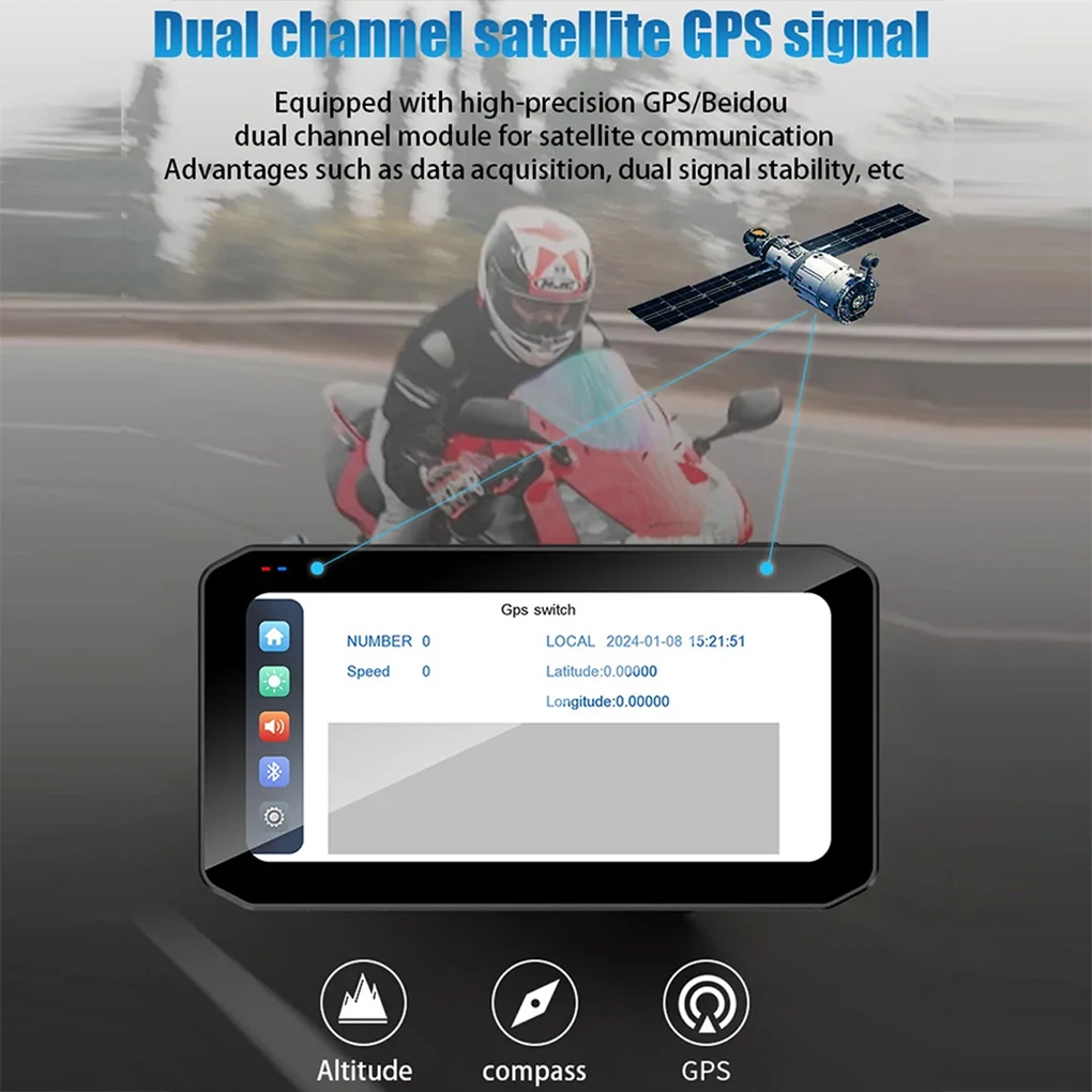 دراجة نارية DVR 6.25 "لاسلكية CarPlay أندرويد المحمولة الرقمية دراجة نارية لوحة القيادة لتحديد المواقع والملاحة شاشة عرض TPMS