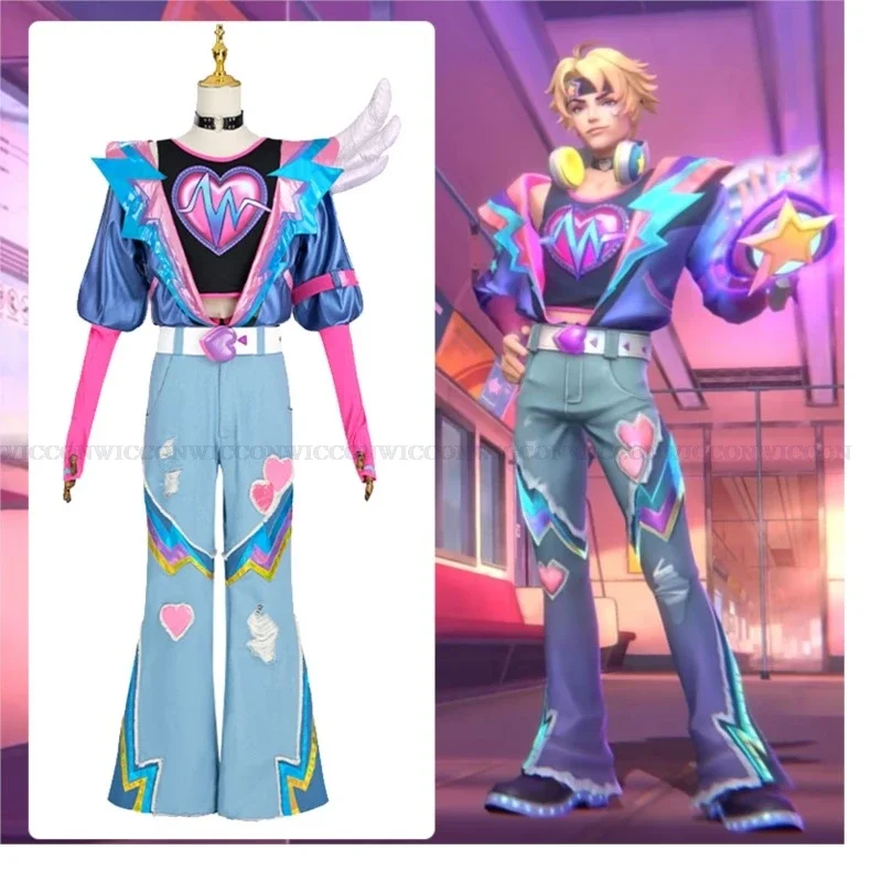 ชุดสูทแฟชั่นสีชมพูสำหรับชุดคอสเพลย์ผู้หญิงโลฮ่าฮ่าๆชุดงานปาร์ตี้ฮาโลวีนชุดเสื้อผ้าสำหรับผู้ชายยูนิฟอร์ม