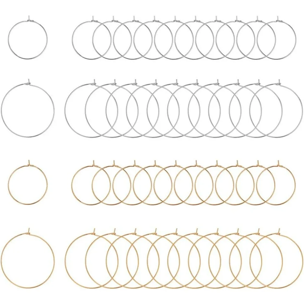 40pcs 2 Sizes 25mm/35mm Stainless Steel Hoop Earring Hypoallergenic Earring Findings Ring Earring Earwires Ring Wires Making Kit