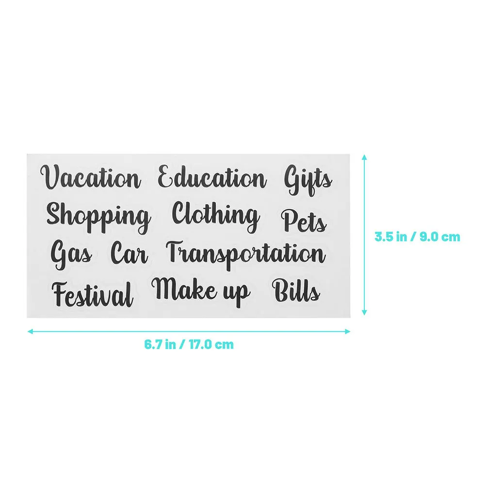 12 set Etichette per buste per contanti Etichetta adesiva per alfabeto Organizzatore di budget Fornitura di etichettatura multifunzione portatile per