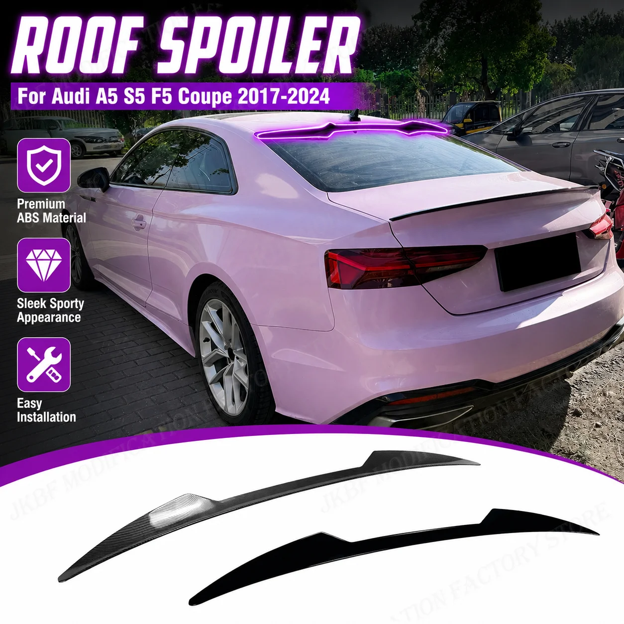 

Rear Wing For Audi A5 S5 F5 Coupe 2017 2018 2019 2020 2021 2022 2023 2024 Car Roof Fixed Wings Spoiler Trunk Tail Lid Spoiler