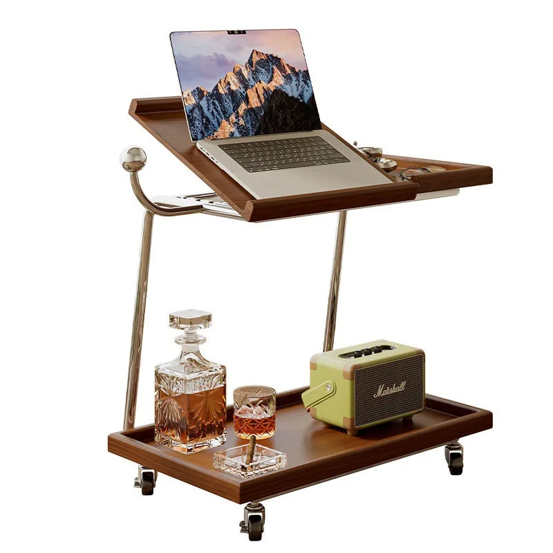 

Solid wood trolley side rack sofa movable coffee table multi-function medieval home