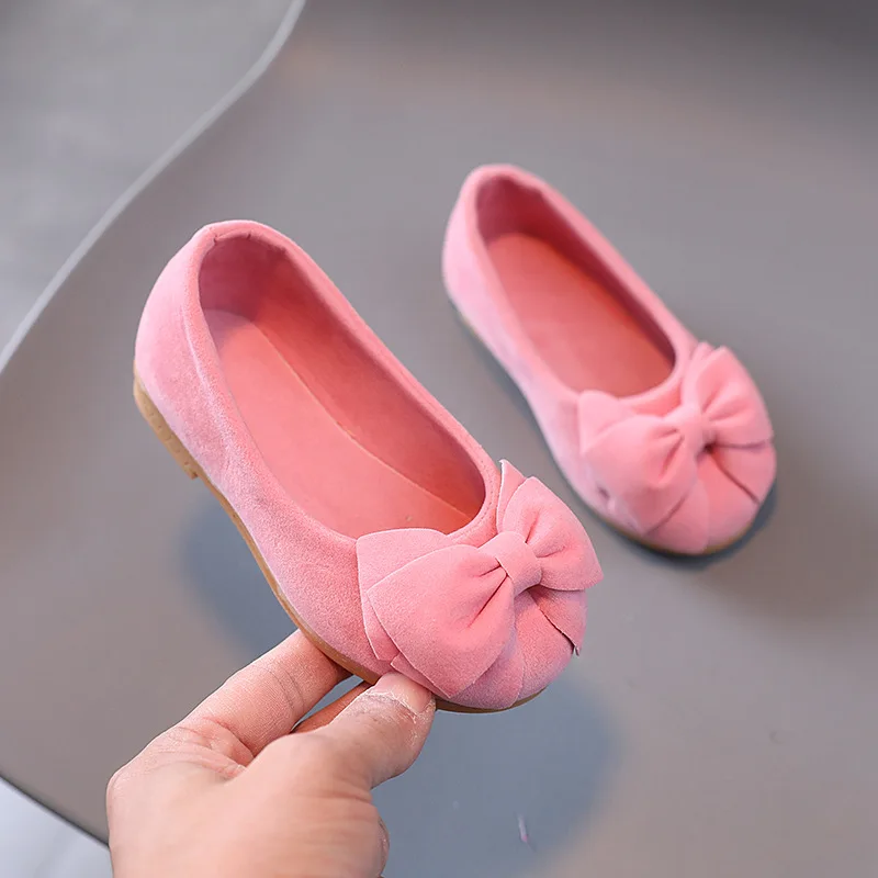 Kids Flats Spring Autumn Suede Breathable Girls Shoes Slip on Ballet Dance Shoes Fashion Bow Casual Shoes Chaussure Enfant Fille