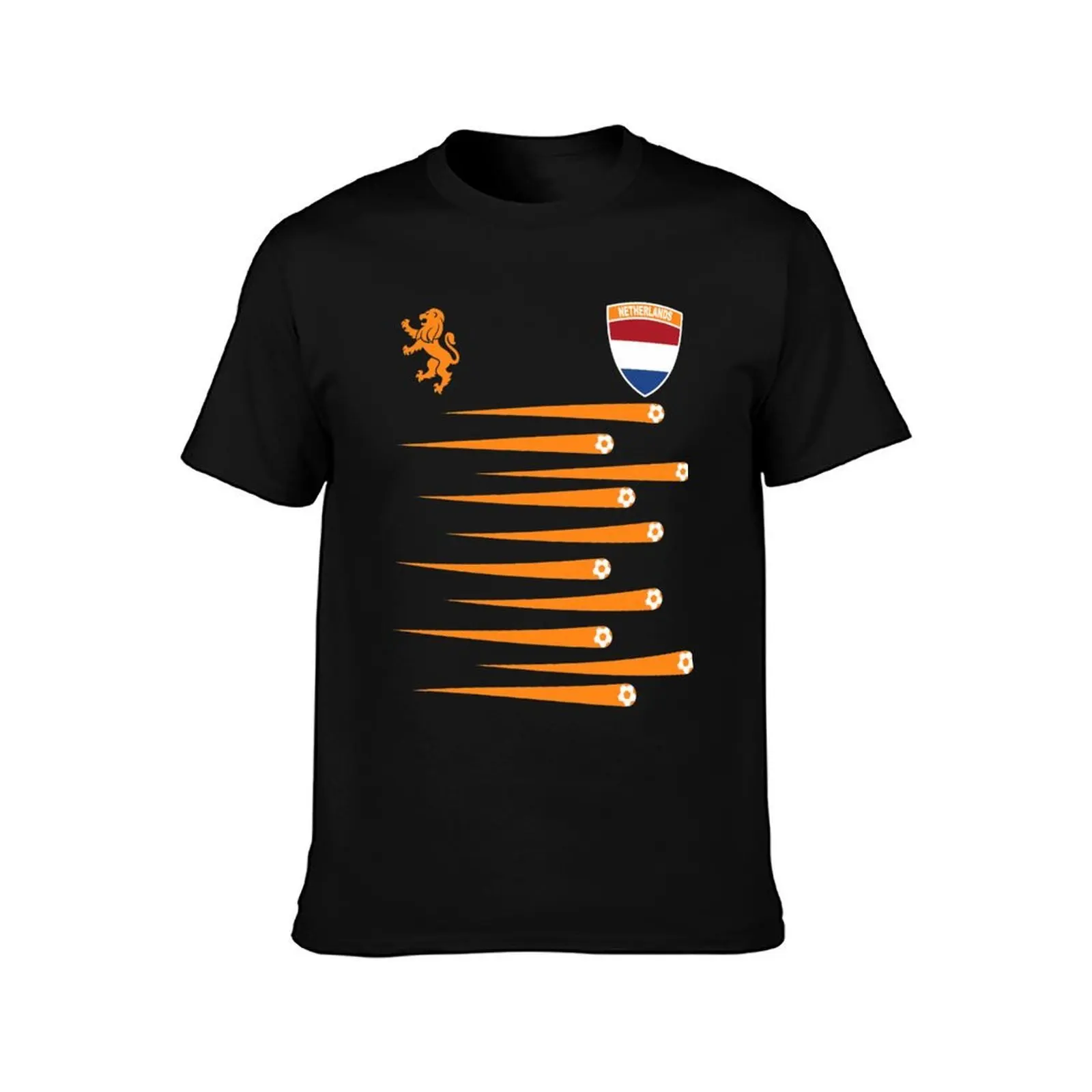 Netherlands soccer ball football design Nederland Flag T-Shirt, Summer Casual Cotton Tee, Oversized Streetwear Tops, 100% Cotton
