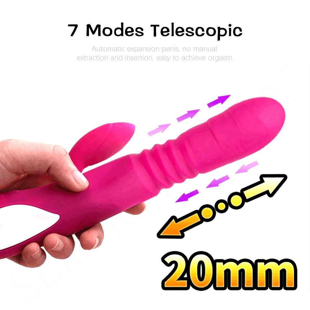 Vibrador telescópico duplo aquecimento av varinha masturbador feminino silicone vibrador clitoral g-ponto estimulador adulto brinquedo do sexo para a mulher