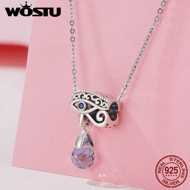 WOSTU 925 Sterling Silver Cross Hand of Fatima Iris Charm Pendant Safety Chain For Women Fit DIY Bracelet Necklace Jewelry Gift