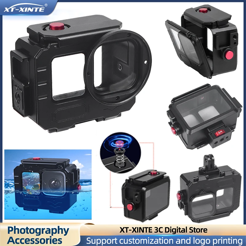 

Waterproof Housing for GoPro 13 12 11 10 80M Deep Diving Tempered Glass Quick Install Action Camera Protective Frame Case