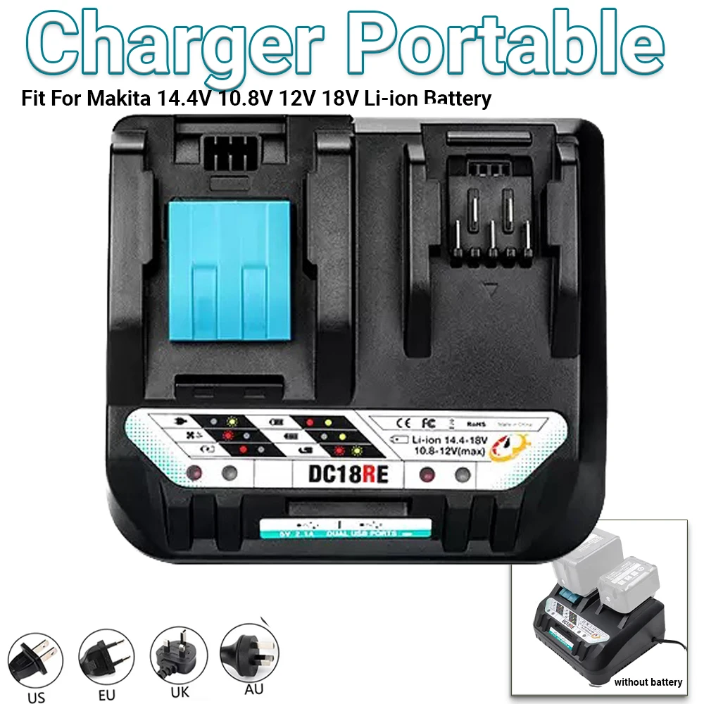 

DC18RE Lithium Battery Charger Portable Charging For Makita 18V 14.4V 10.8V 12V Li-ion Tools BL1830 BL1430 BL1016 BL1021 BL1041