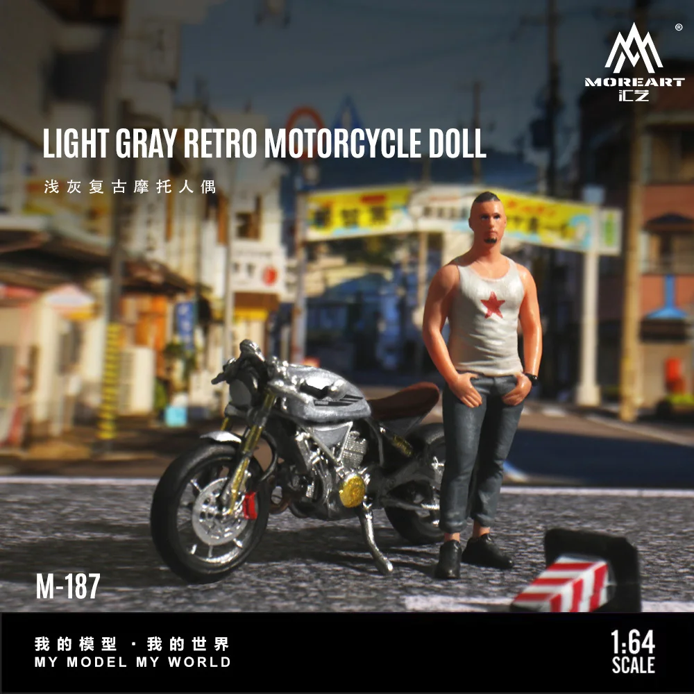 

* Предварительный заказ * Prime Art 1:64 Светло-серая винтажная фигурка мотоцикла, модель из смолы, миниатюрное украшение сцены, подарок и дисплей