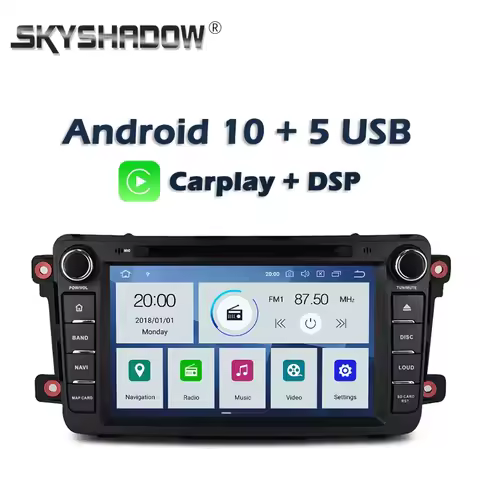 Carplay DSP PX6 IPS Android 10 4GB + 64GB Car DVD Player GPS Map Wifi RDS Radio Bluetooth For Mazda CX9 2009 2010 2011 2012-2015