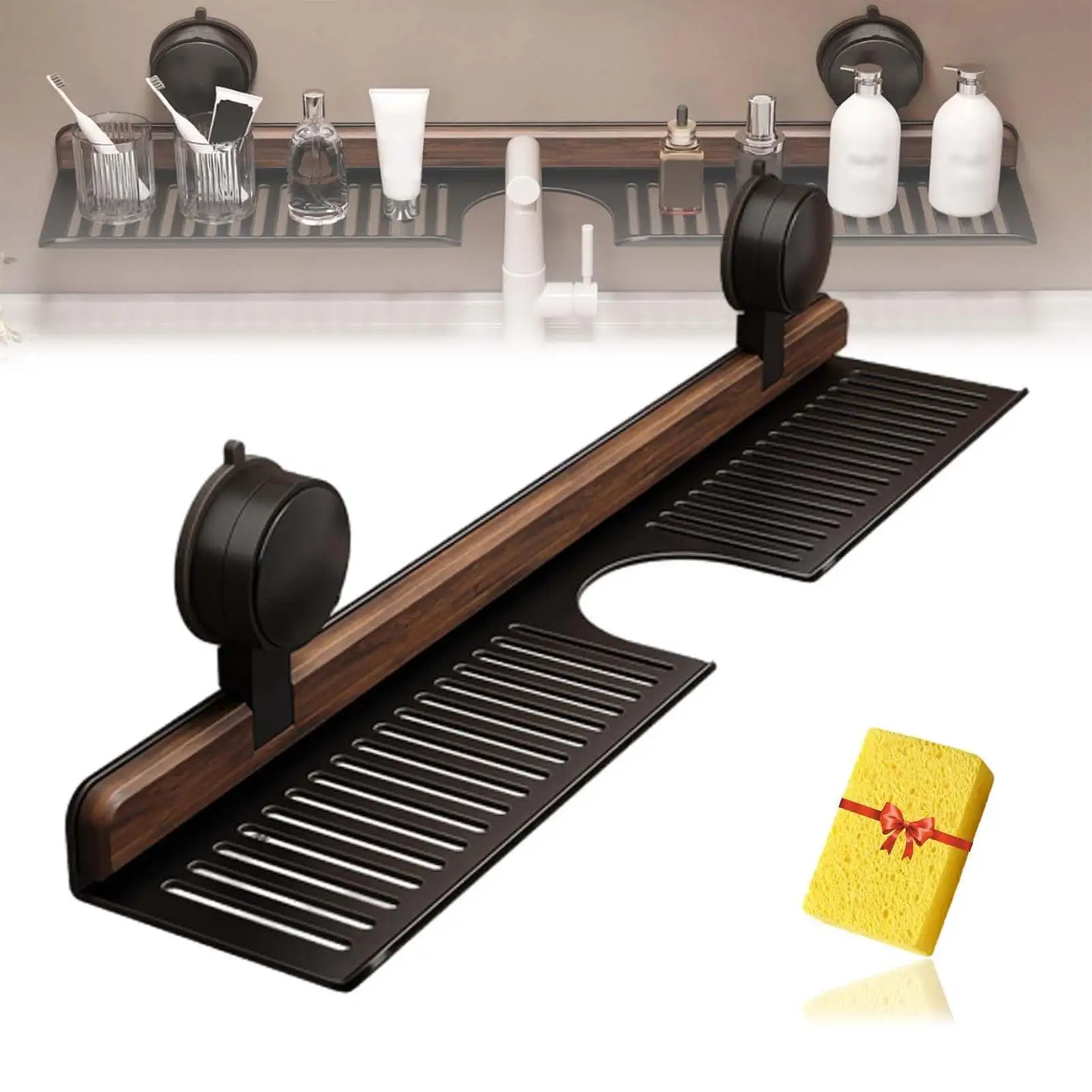

Bathroom Shelf Suction Cup Wall Mount Shower Shelf Over Faucet Sink Rack Shampoo Holder No Drill Drain Basket Bathroom Organizer