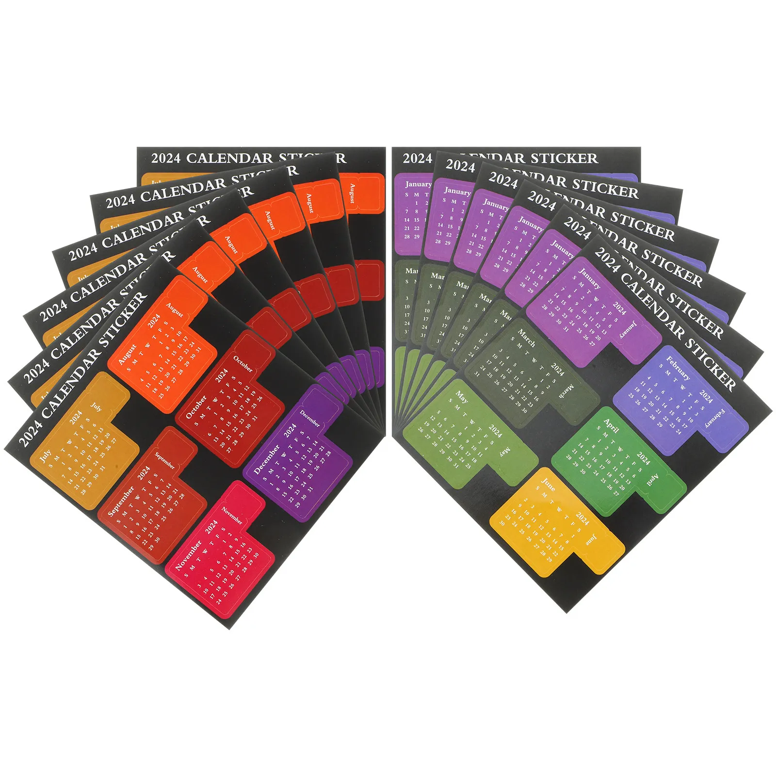 

12 Sheets Calendar Index Stickers 2024 Schedule Planner Stickers Self-Adhesive Monthly Sticky Tabs for Notebook Journal Reading