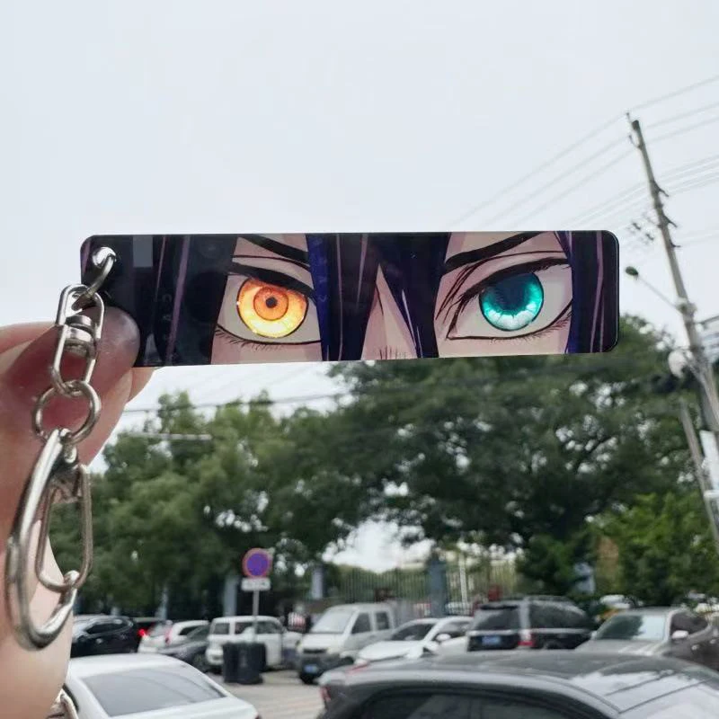 Anime Demon Slayer Double Sided Keychain Rengoku Kyojuro Kimetsu No Yaiba Shining Eyes Light-Transmitting Backpack Pendants view 3