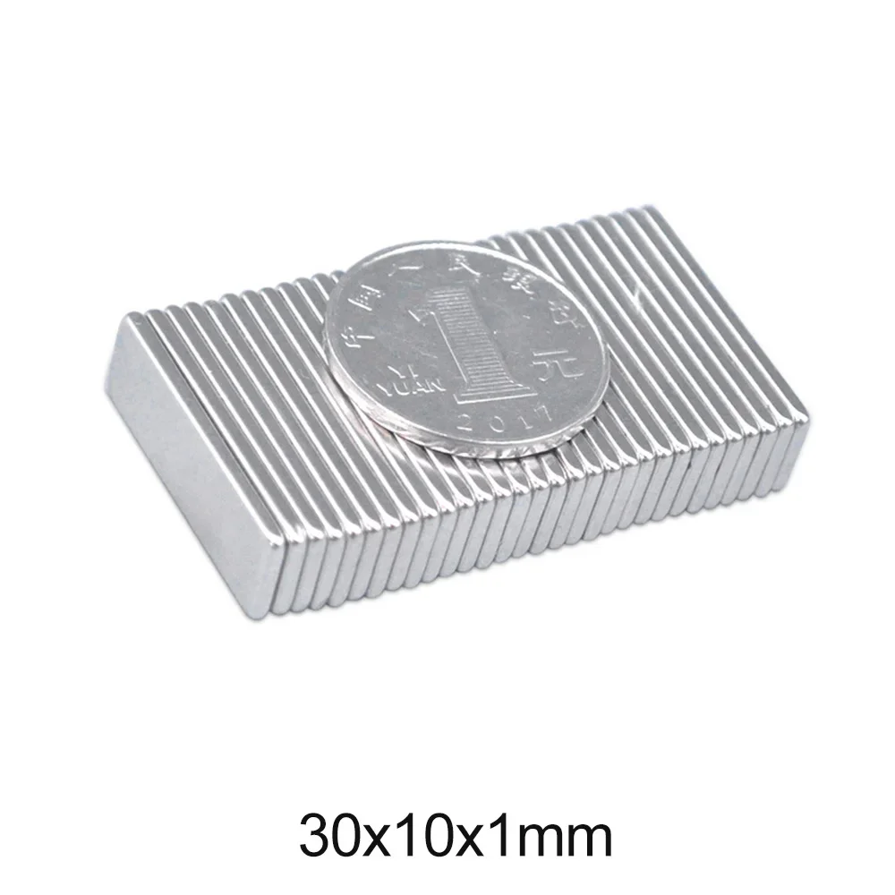 30x10x1 mm Thin Quadrate Magnet 30x10x1 For Home Refrigerators, Offices DIY 30x10x1mm Block Magnet Sheet 30*10*1