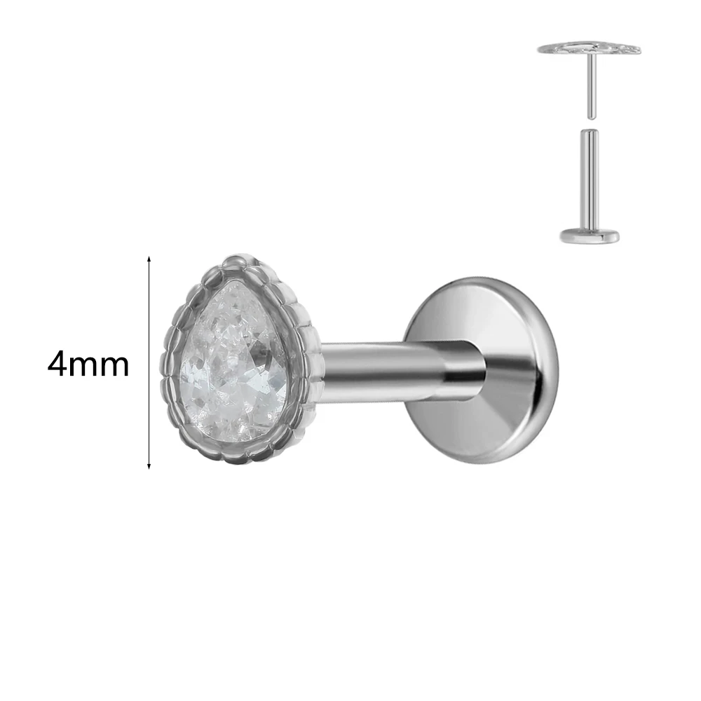Women's Titanium Opal Moon Push In Branch Earring Stud