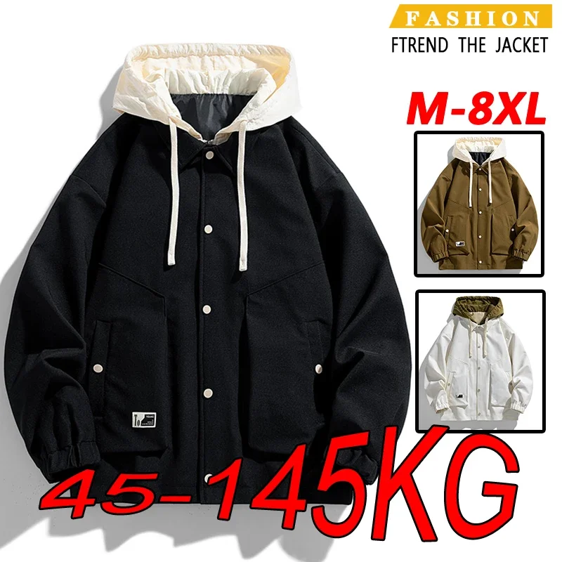 Hooded Jacket Men's M-8XL Large Size Hallyu Leisure Outdoor Leisure Sports Fitness Men's Jacket