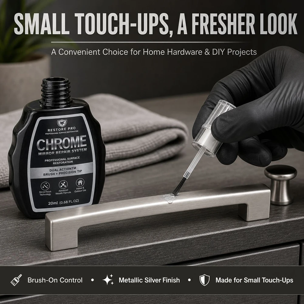 Chrome Repair Paint,Stainless Steel Hardware Scratch Repair Liquid,Dual Head Integrated Metal Refurbishment Repair Paint Liquid