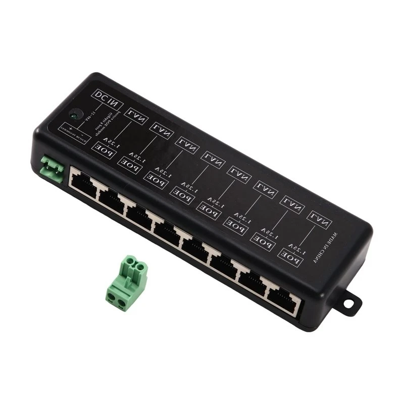 ABJG-Wireless AP Kompatibel mit Gigabit für Netzwerkkameras, Power-over-Ethernet 12V-48V, 8-Port-PoE-Injektor-Splitter