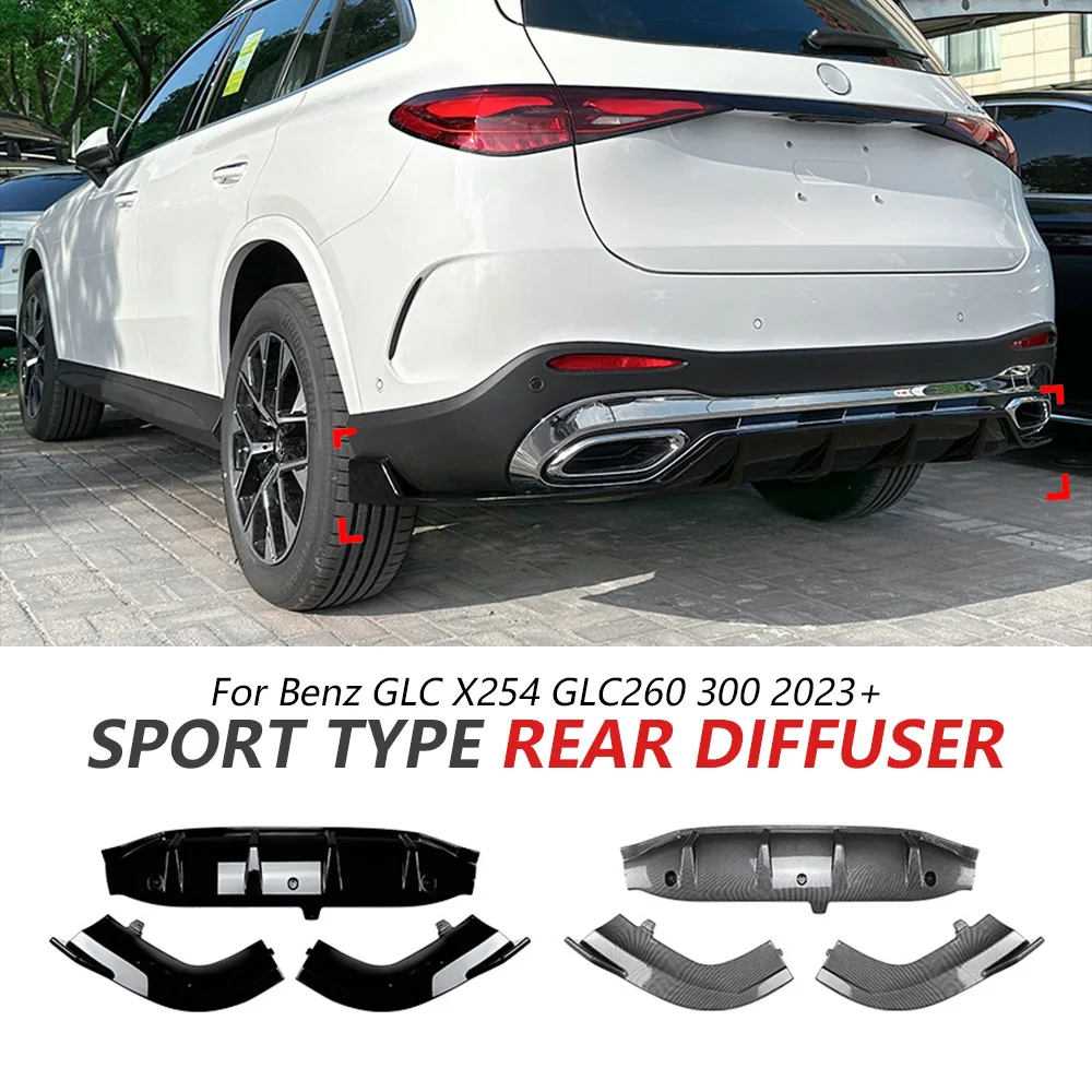 

Blade Rear Bumper Lip For Benz GLCX254 GLC260 300 2023+ Glossy Black Sport Bumper Lip Spoiler Rear Diffuser Car Body Tuning