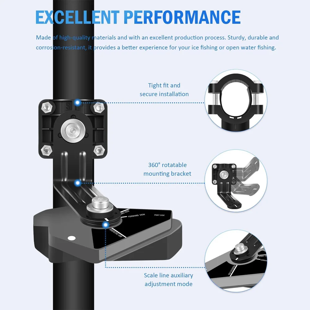 010-12970-00 Adjustable LiveScope LVS32 Transducer Pole Mount, Panoptix Perspective Mode Mount Kit Trolling Motor Mount