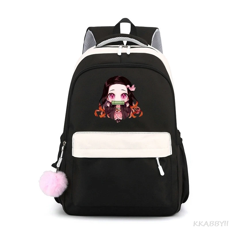 Kamado Nezuko Demon Slayer Anime Sweet Soft zaino per studenti di grande capacità studenti universitari Patchwork Laptop Simple Mochilas