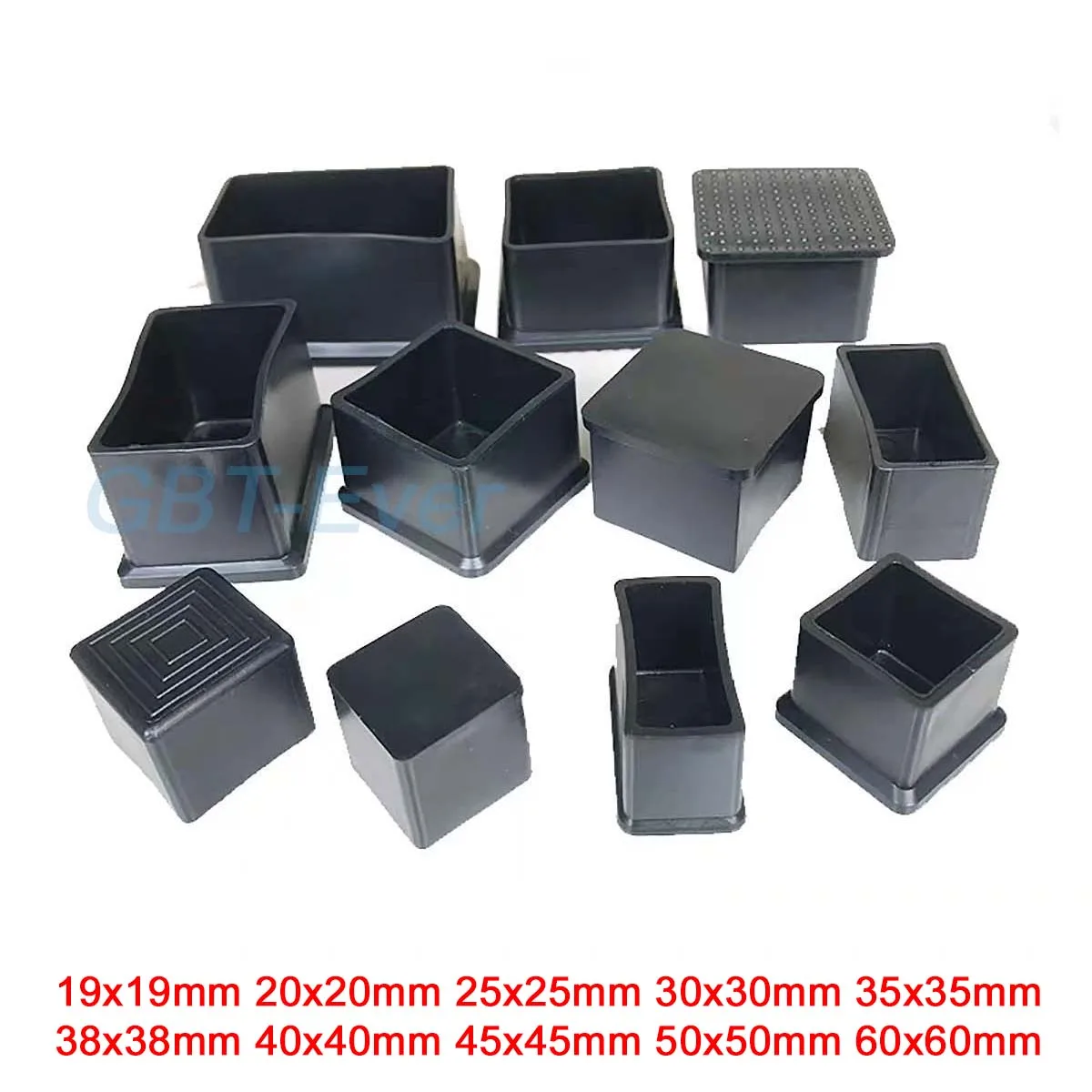 

1/2/4Pcs 19 - 60mm Black PVC Soft Rubber Pipe Sleeve Square Caps Protection Gasket Dust Seal End Cover for Pipe Furniture