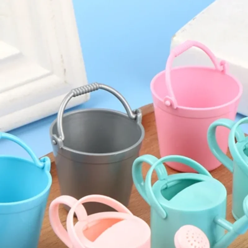 1Set Dollhouse Miniature Bucket Watering Can Model Plant Watering Tool Garden Decor Toy