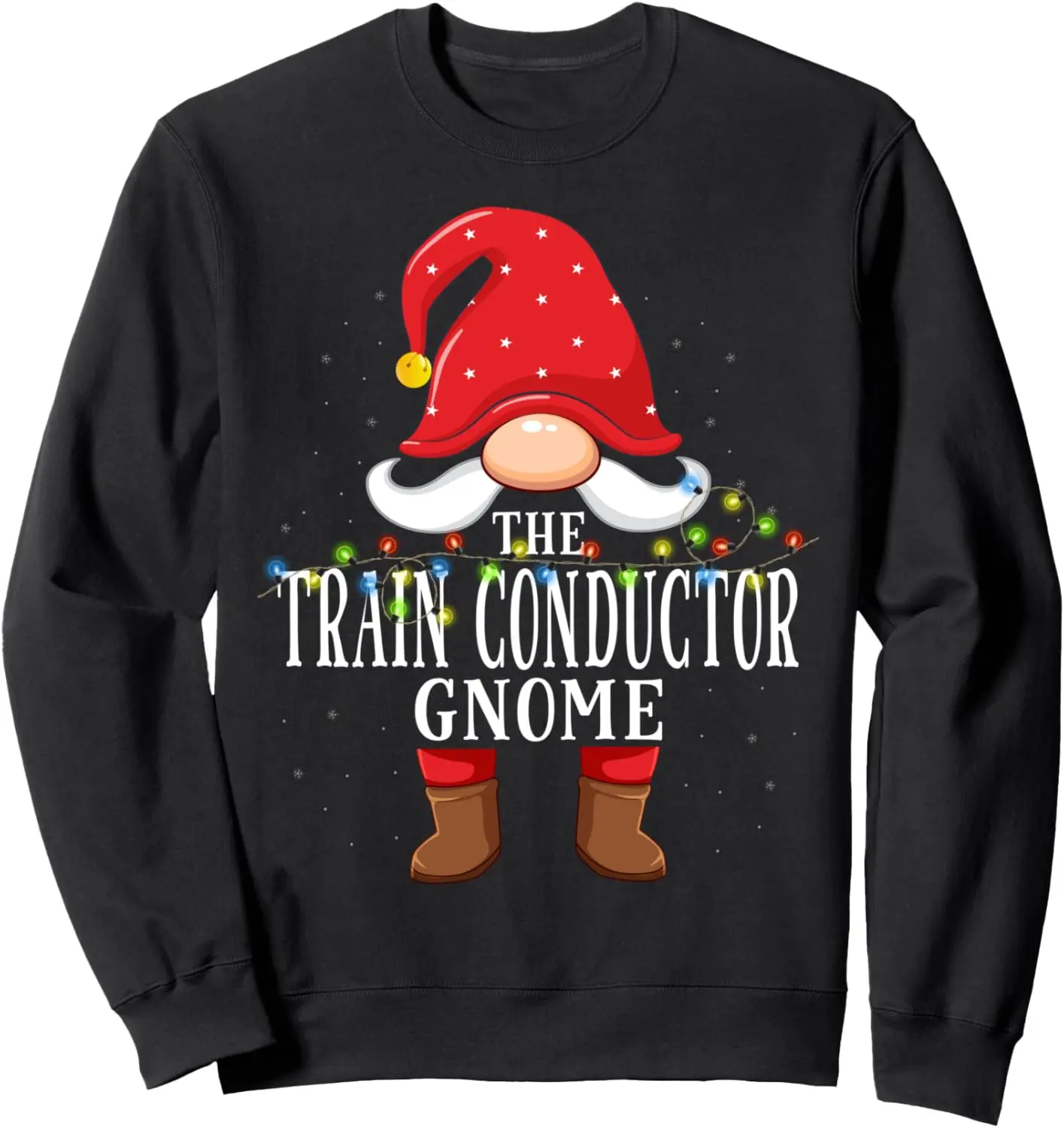 Train conductor Gnome Matching Christmas Family Pajama Sweatshirt