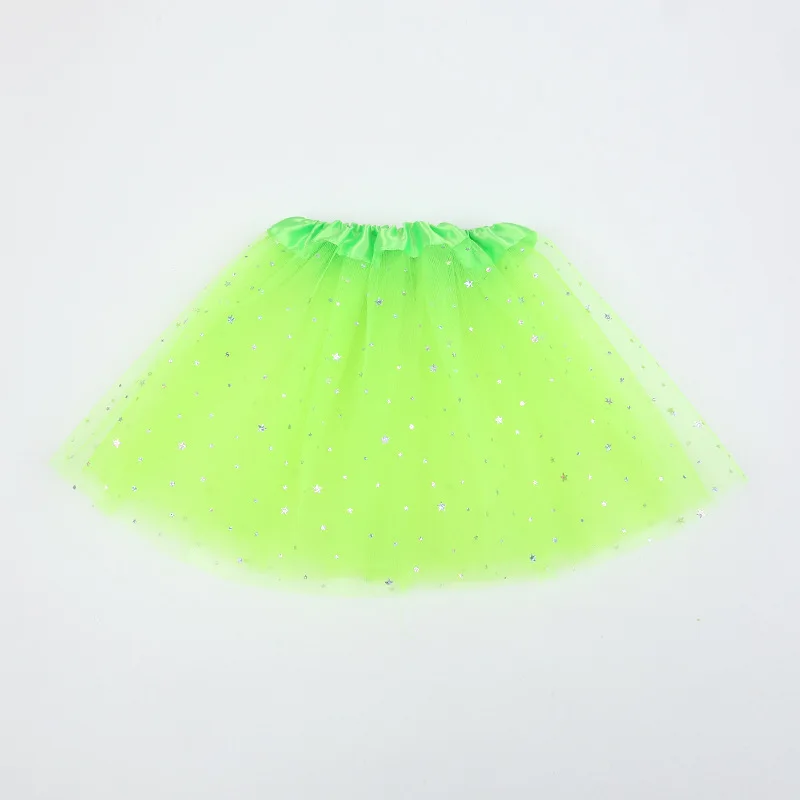 Kids Baby Star Glitter Dance Tutu Skirt For Girl Sequin 3 Layers Tulle Toddler Pettiskirt Children Chiffon 2-8T