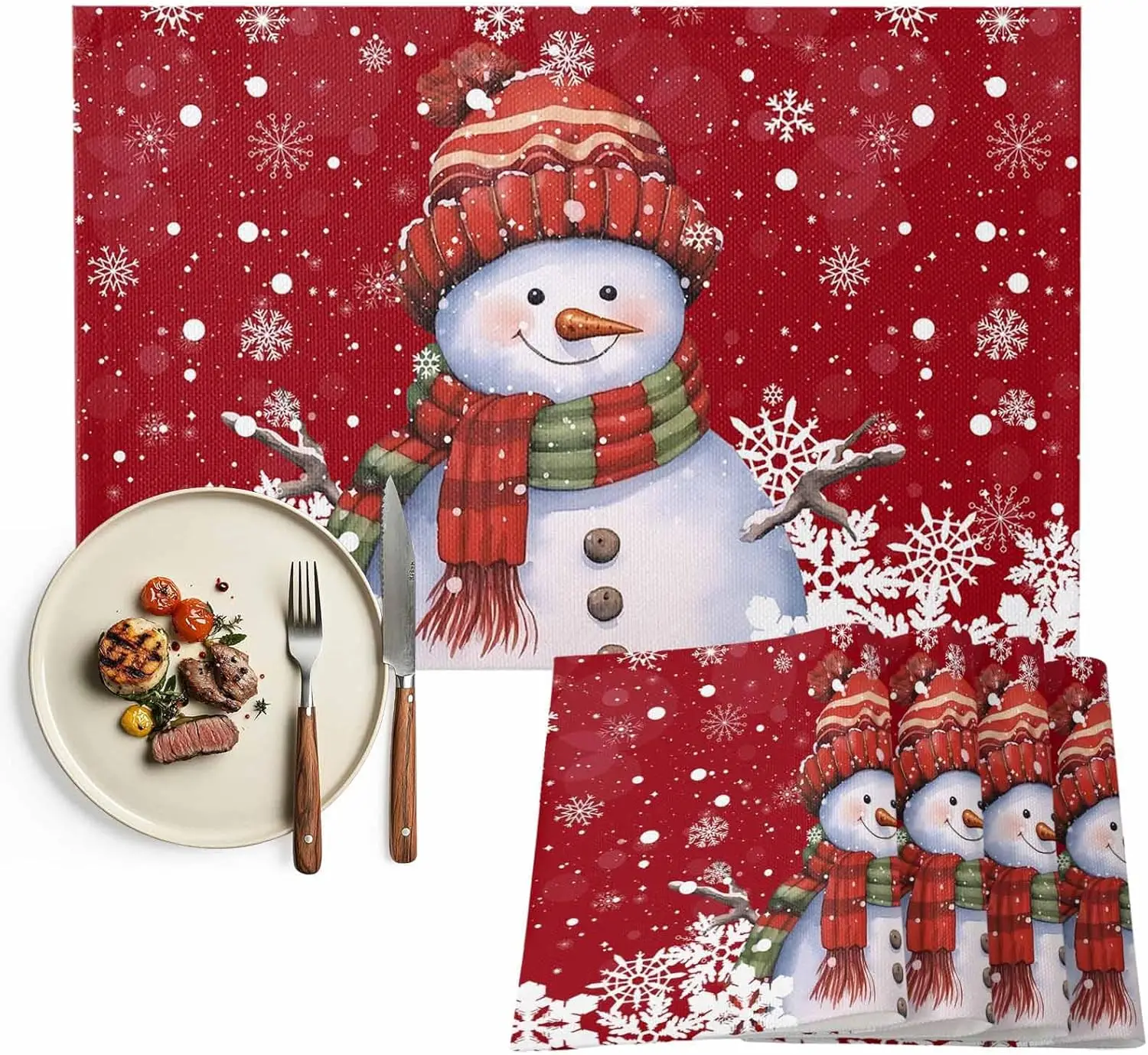 Christmas Snowman Snowflakes Table Mats for Kitchen Table Decor Farmhouse Winter Holiday Kitchen Placemats Christmas Decorations