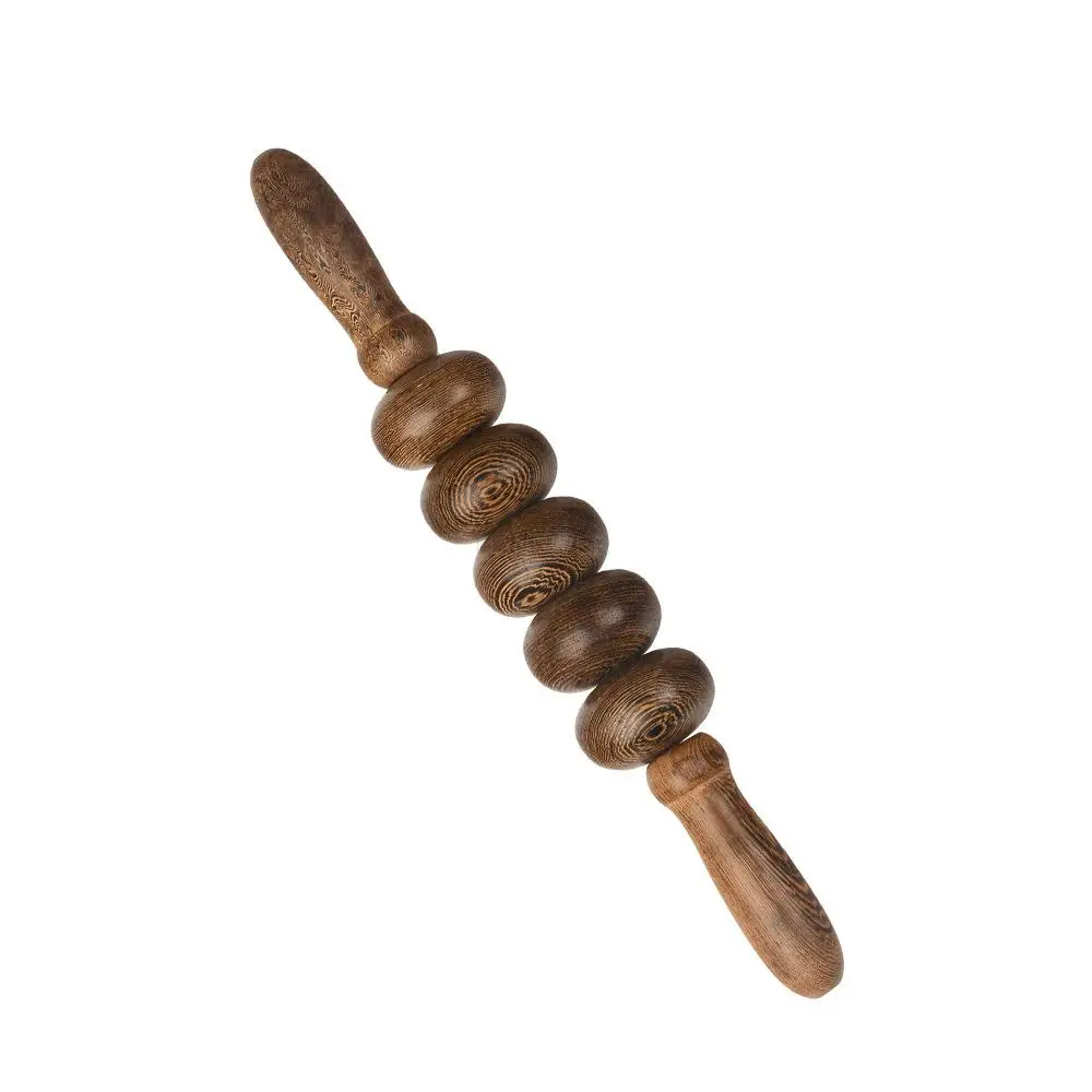 Wooden massage stick mahogany massage roller wenge push back with both hands wooden legs belly ball rolling back trumpet