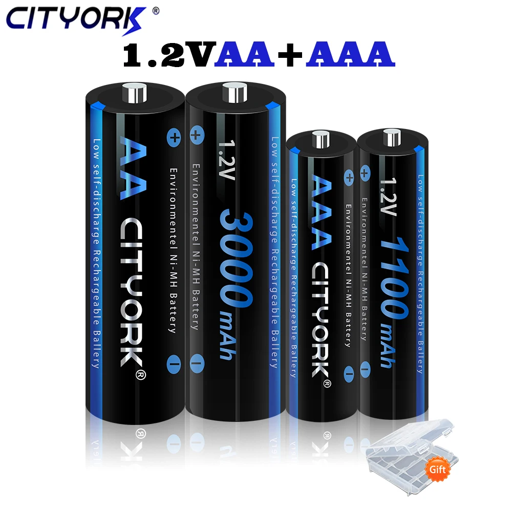 CITYORK 1.2V AA 3000mAh NI-MH Rechargeable Batteries+1.2 V AAA 1200mAh Rechageable Battery NI-MH Battery