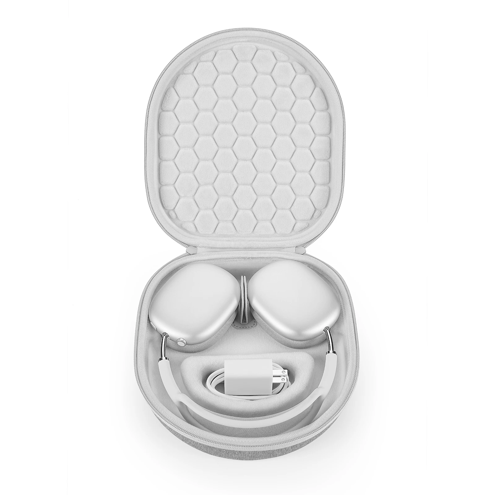 Yinke Reiseetui für Apple AirPods Max, unterstützt den Schlafmodus, doppeltes Reißverschlussdesign, stoßfestes EVA-Material mit kratzfestem Samt-Innenfutter. – Detail 9