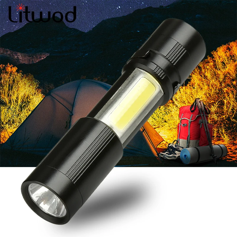 Super Bright LED MINI Flashlight Q5 COB Zoomable Waterproof Aluminum 4 Modes Torch Use AAA Battery for Camping Working Bulbs