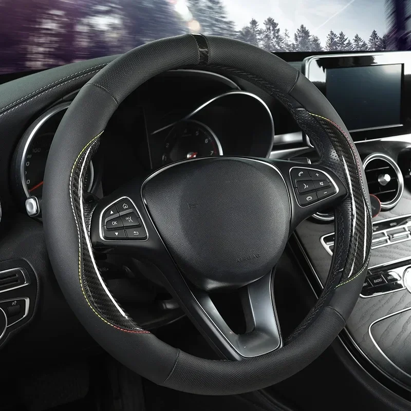 Microfiber Leather Car Steering Wheel Cover O/D Shape Universal Steering Wheel Covers Interior Accessories Car Steering Covers