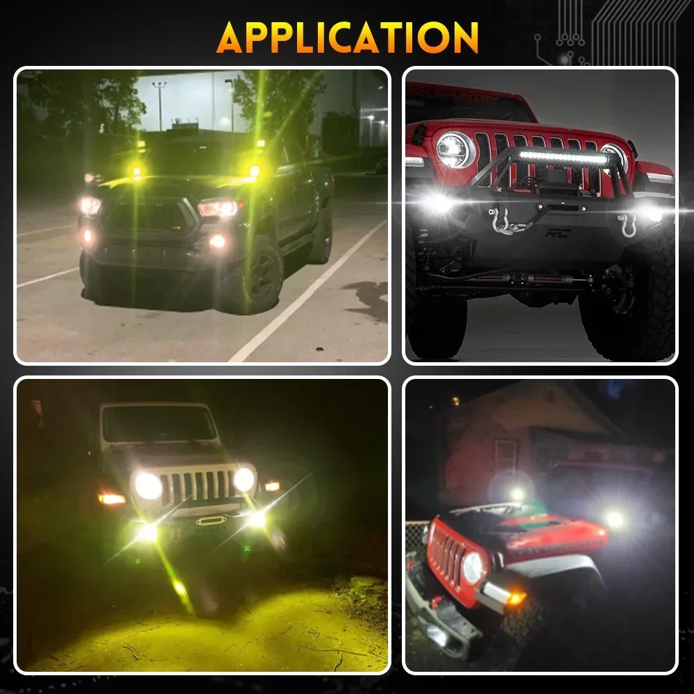 Auxiliary Led  Headlights for 4x4 Off Road 200W 3 Inch Dual Color Len Lighthouse Moto Long Range 12V 24V Running Truck Car SUV