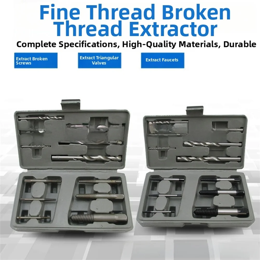 12Pcs Broken Screw Extractor Set Fine Thread Broken Screw Extractor Broken Bolt Water Pipe Extractor Damaged Screw Removal Tools