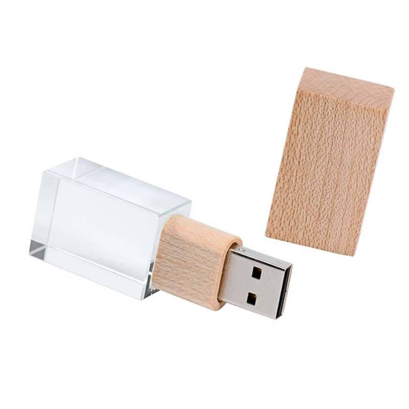 2023 Free Custom Company Name LOGO Wooden Crystal USB2.0 Flash Drive 128GB 64GB 32GB 16GB 8GB 4GB 2GB Memory Stick