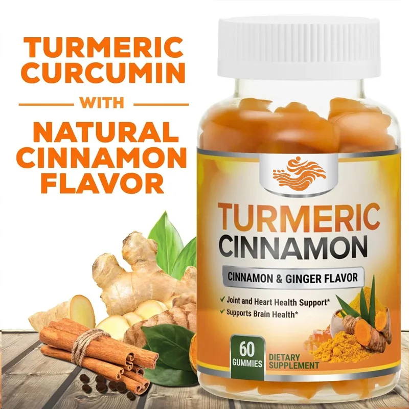 Curcumin Contains 60 Soft Candies Of Cinnamon And Ginger, With 95% Curcumin And Black Pepper For Healthy Joint Absorption