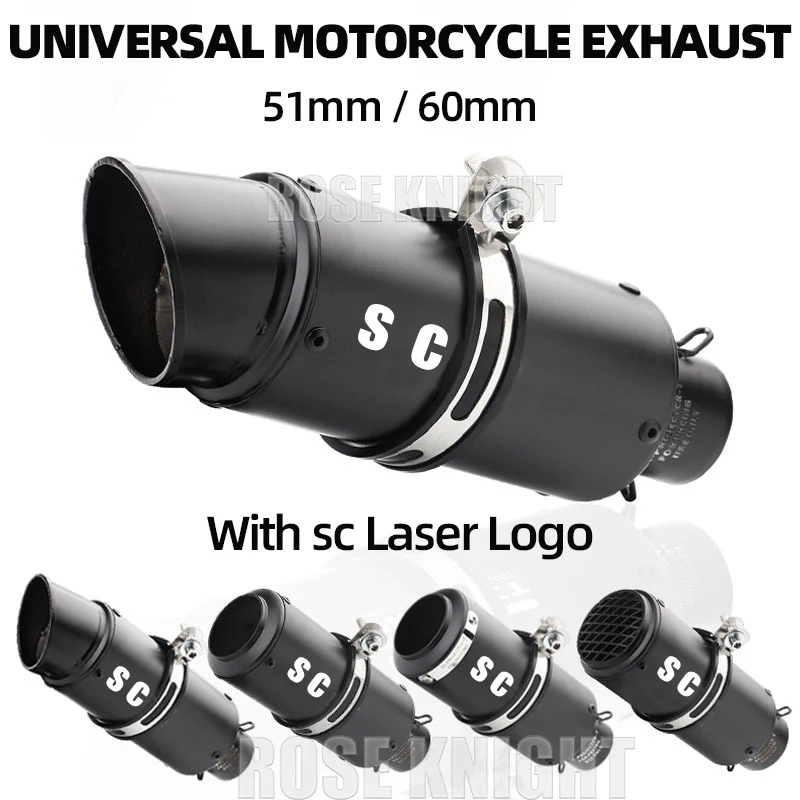 51mm 60mm Universal Stainless Steel SC Motorcycle Exhaust Muffler Escape for Motorcycle GP-project Exhaust Modified Accessories