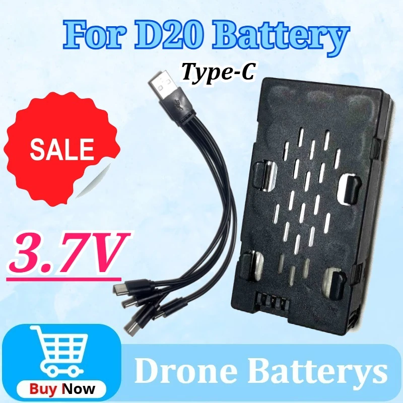 

For D20 3.7V Battery New Type-C Battery Cable for D20 Foam Remote Control Fighter Jet Quadcopter Spare Parts Accessories Safe