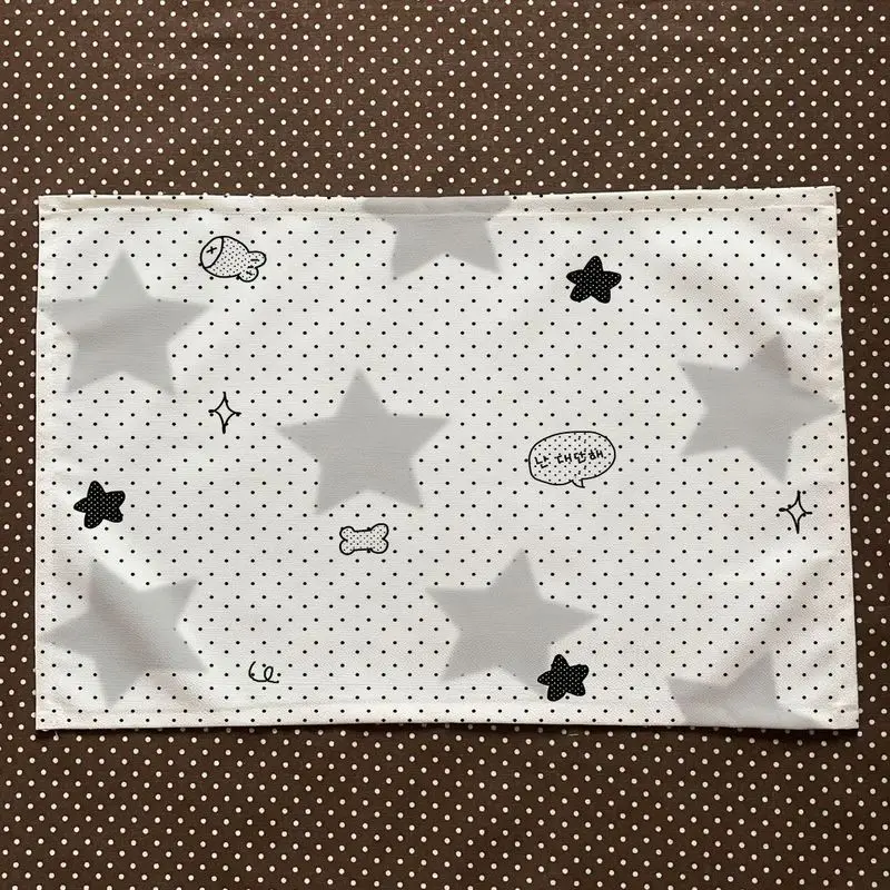 VIKAMA White Cute Cartoon Cat Dog Star Linen Placemat Table Mat Dining Decor Kitchen Pad Home Accent Stylish Soft Durable Cozy