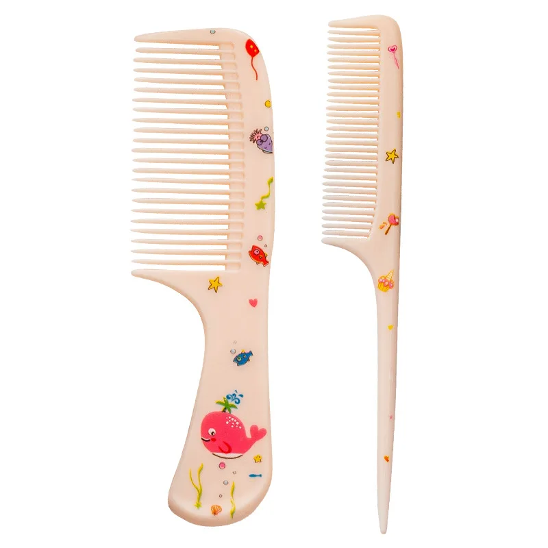 Printed Children's Comb Set for Girls Cartoon Cute and Portable Small Comb Design with Fine Teeth and Pointed Tail Comb