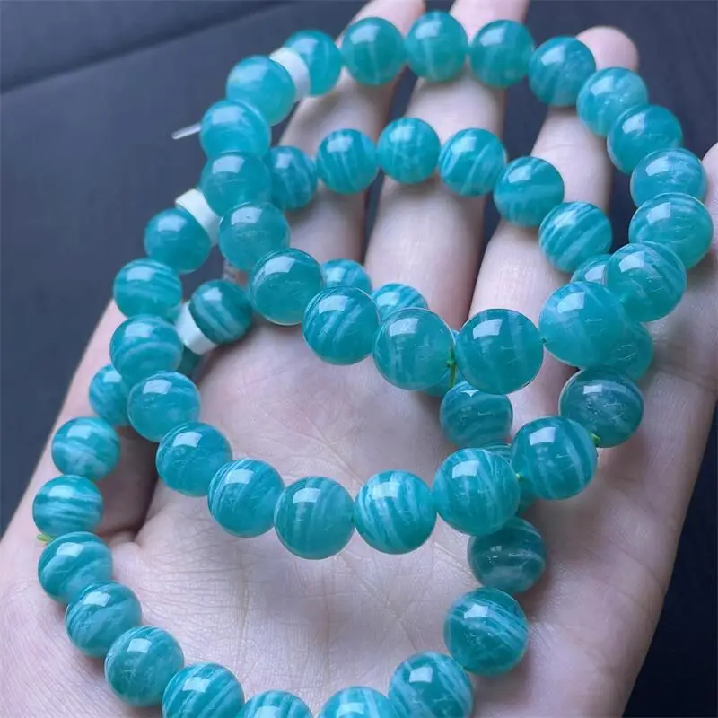 9 مللي متر الطبيعية امازونيتي حبة سوار النساء الرجال اليدوية تمتد حبل مجوهرات فاخرة الطاقة شفاء هدية 1 قطعة