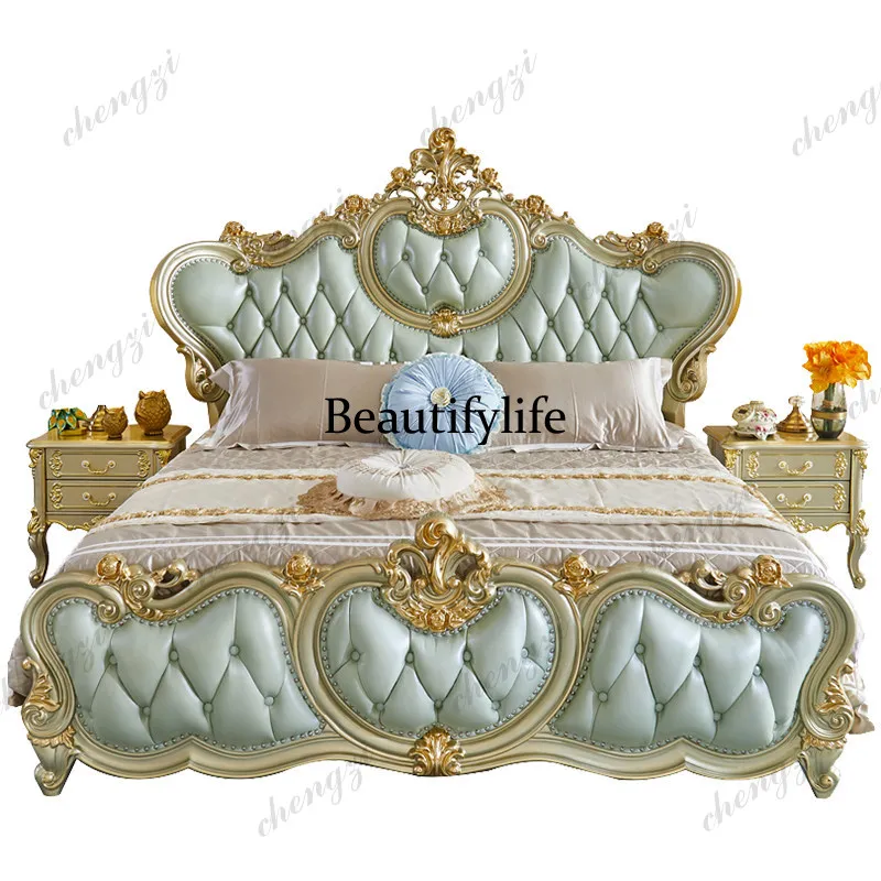

TTT Green Gold European Double Bed Vintage Cheap Wood Designs European Double Bed Japanese Luxury