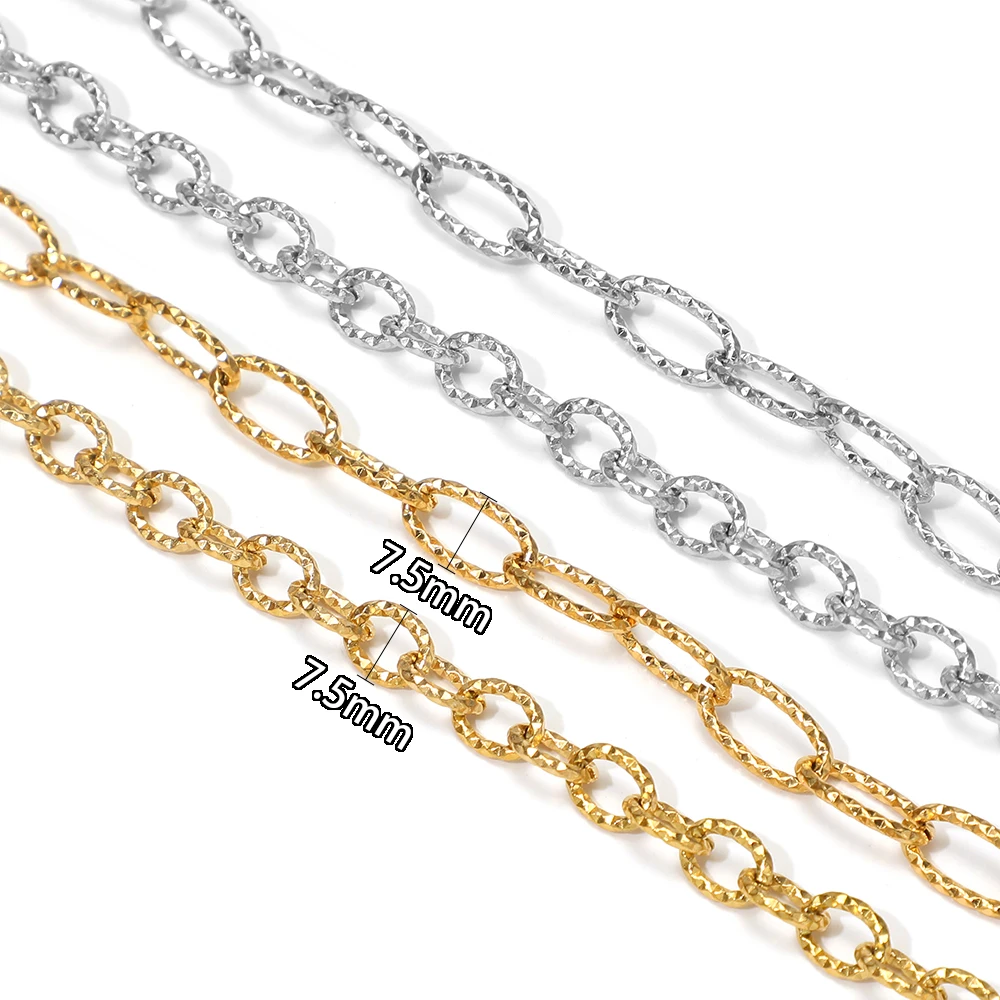 1 Meter Edelstahl-PVD-Gold-Strukturkette für DIY-Halsketten, Damenarmbänder, Schmuck und Ohrringe – Detail 3