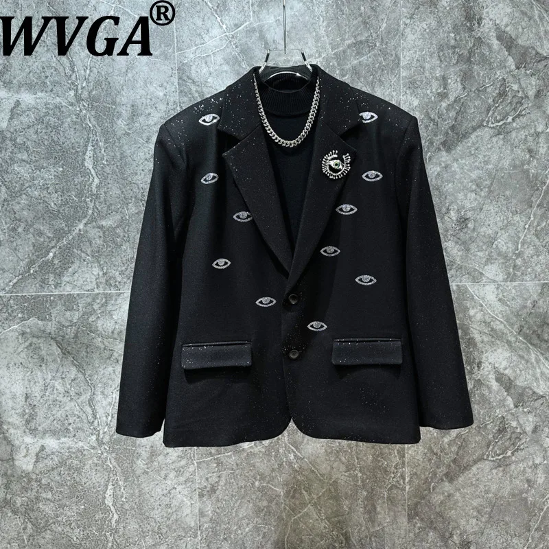 

WVGA Spring Autumn New Men Tide Trendy High-End Personalized Diamond Design Blazer Niche Chic Casual Padded Shoulder Coat W19168