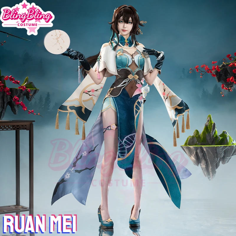 Star Rail Ruan Mei Cosplay Costume Game Honkai Star Rail RuanMei Cosplay Party Outfits Costume Wig Shoes Full Set for Women