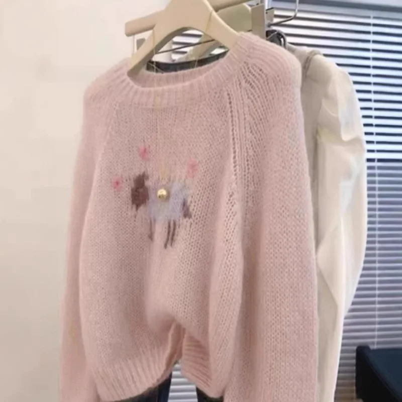 

2026 Autumn Winter Lamb 100 Wool Sweater Women's Cashmere Sweater Pullover Shirt